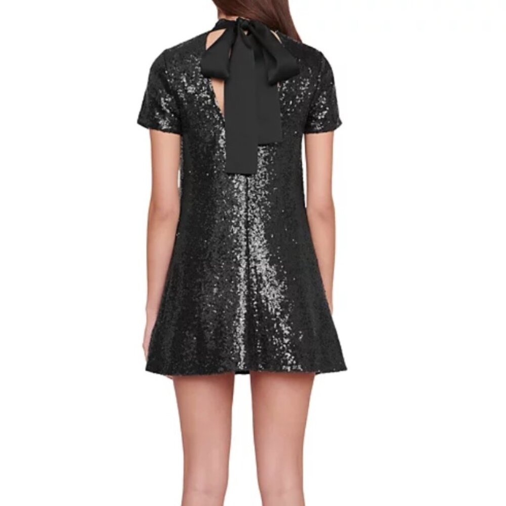 Staud Ilana Black Back Tie Stretch Sequin Embellished Mini Dress Sz Large, EUC - Picture 5 of 6